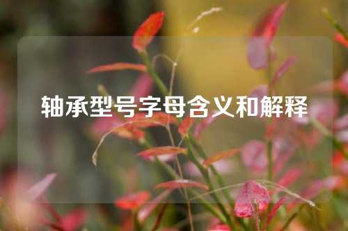 轴承型号字母含义和解释