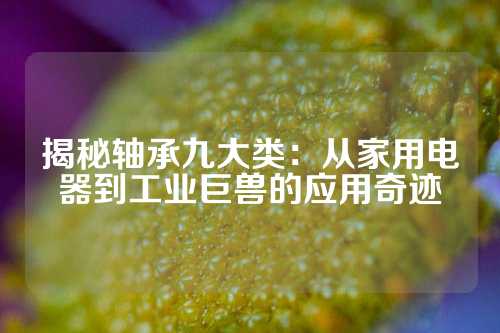 揭秘轴承九大类：从家用电器到工业巨兽的应用奇迹