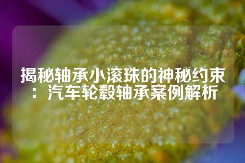 揭秘轴承小滚珠的神秘约束：汽车轮毂轴承案例解析