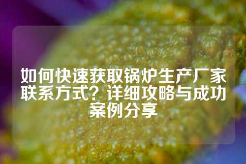 如何快速获取锅炉生产厂家联系方式？详细攻略与成功案例分享