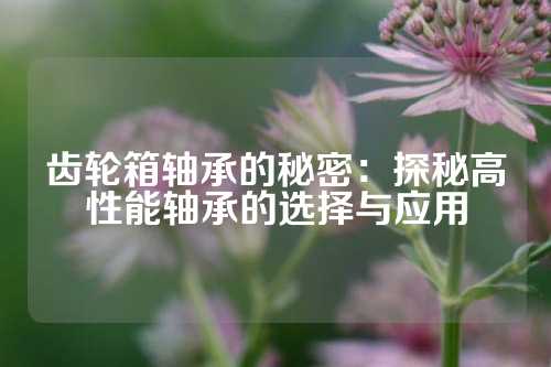 齿轮箱轴承的秘密：探秘高性能轴承的选择与应用