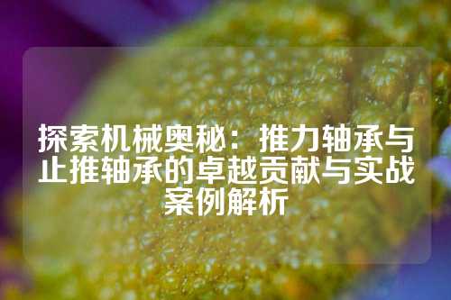 探索机械奥秘：推力轴承与止推轴承的卓越贡献与实战案例解析