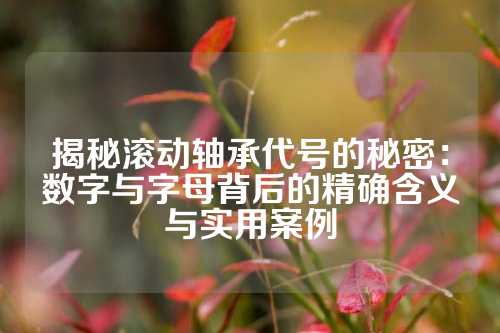 揭秘滚动轴承代号的秘密：数字与字母背后的精确含义与实用案例