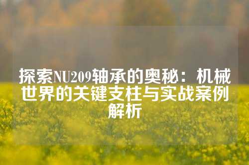 探索NU209轴承的奥秘：机械世界的关键支柱与实战案例解析