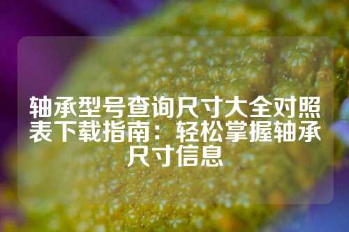 轴承型号查询尺寸大全对照表下载指南：轻松掌握轴承尺寸信息