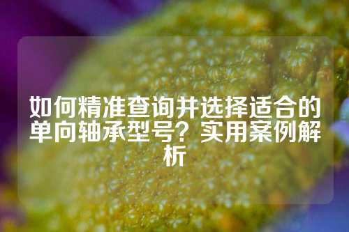 如何精准查询并选择适合的单向轴承型号？实用案例解析