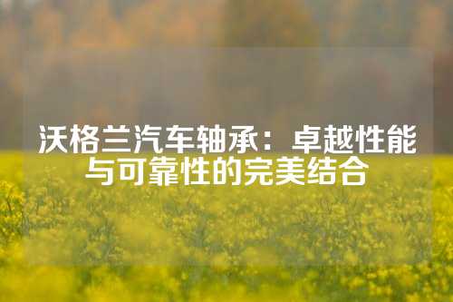 沃格兰汽车轴承：卓越性能与可靠性的完美结合