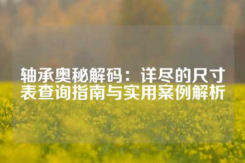 轴承奥秘解码：详尽的尺寸表查询指南与实用案例解析