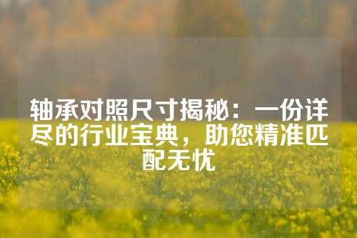 轴承对照尺寸揭秘：一份详尽的行业宝典，助您精准匹配无忧