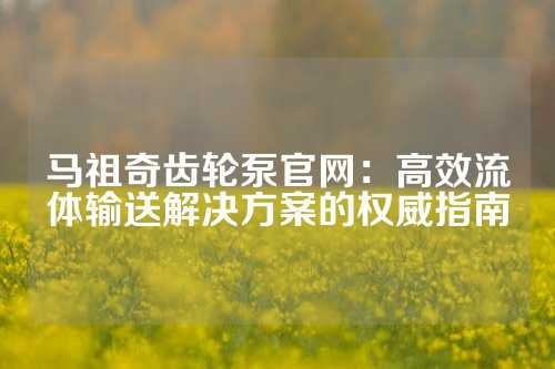 马祖奇齿轮泵官网：高效流体输送解决方案的权威指南