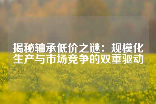 揭秘轴承低价之谜：规模化生产与市场竞争的双重驱动